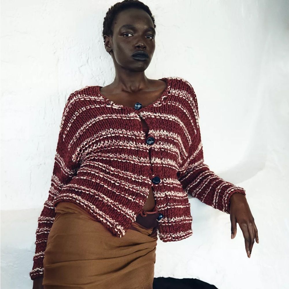 ZARA COMBINATION KNIT CARDIGAN